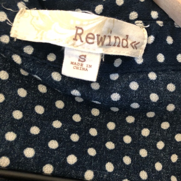 Rewind Navy Polka Dot Button Crop Top - Picture 7 of 7